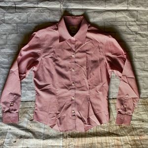 346 Brooks Brothers women’s fitted red white pin stripe button up size 4